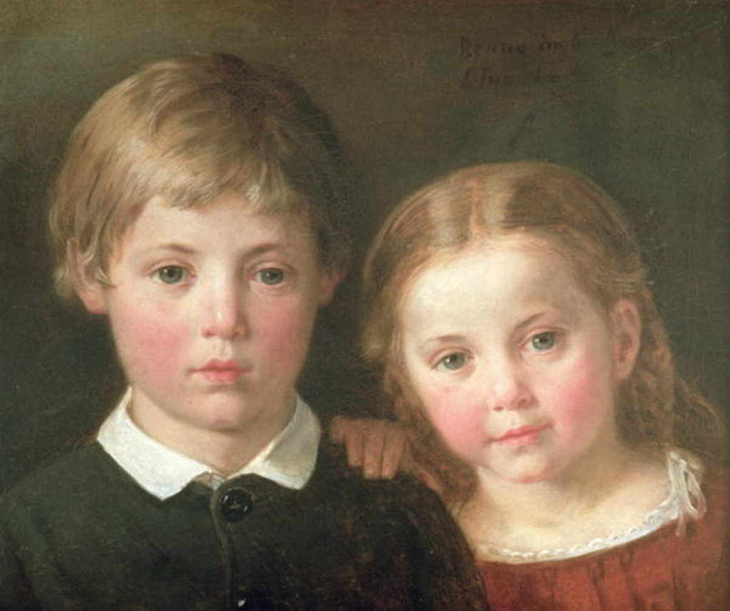 Detail of Benno six years and Elna, four years, 1864 by Bengt Nordenberg