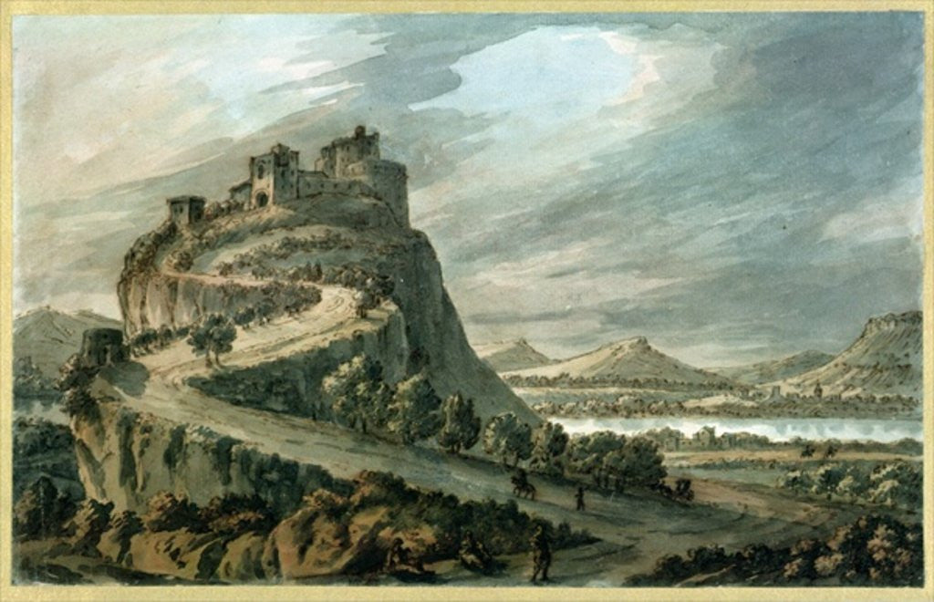 Detail of Rocky landscape with castle by Robert Adam