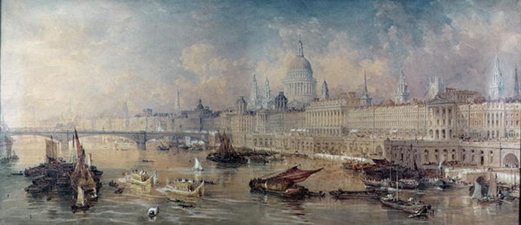 Detail of Design for the Thames Embankment, view looking upstream by Thomas Allom