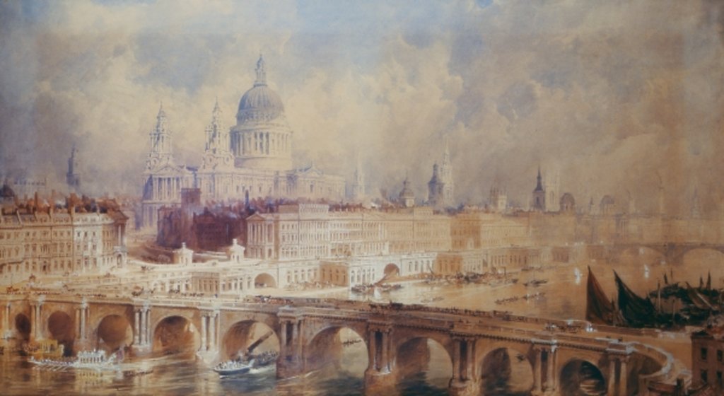 Detail of Design for the Thames Embankment, view looking downstream by Thomas Allom