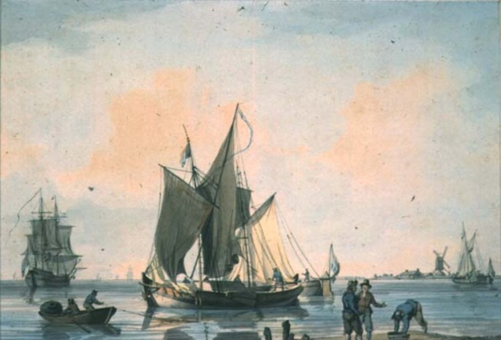 Detail of Coast Scene, with shipping and figures by William Anderson