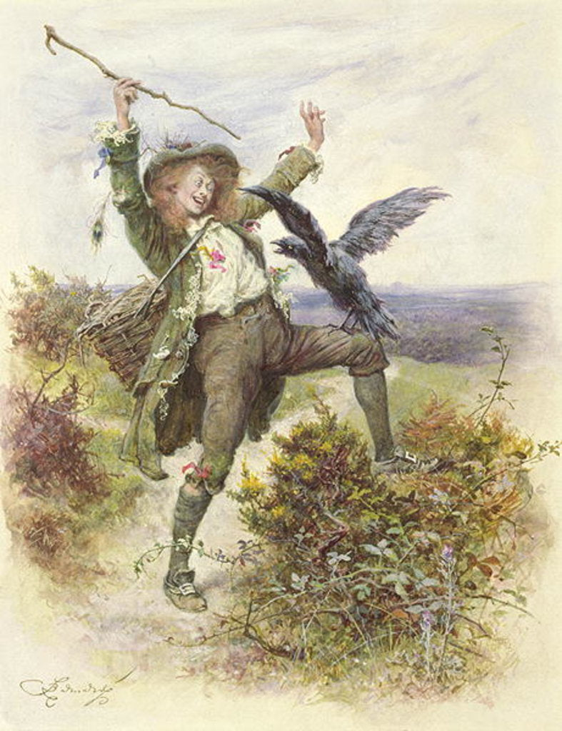 Detail of Barnaby Rudge and the Raven Grip by Frederick Barnard