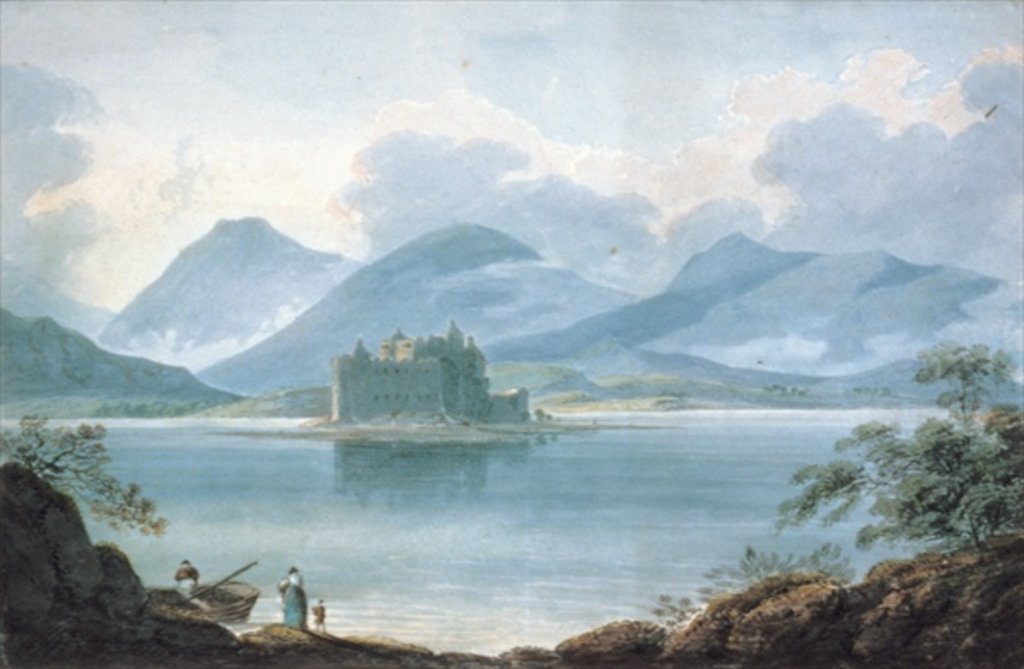 Detail of View across Loch Awe, Argyllshire, to Kilchurn Castle and the Mountains beyond by R.S. Barret