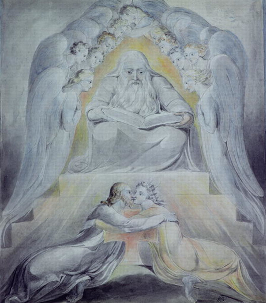 Detail of Mercy and Truth are met together, Righteousness and Peace have kissed each other by William Blake