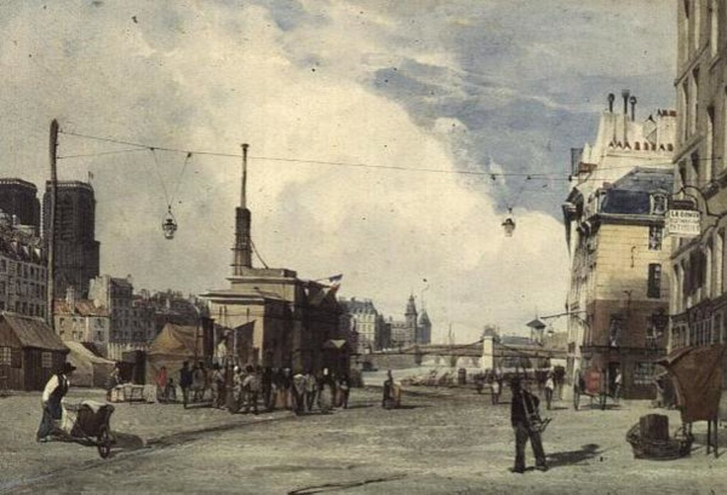 Detail of Quai de la Greve, Paris, in 1837 by Thomas Shotter Boys