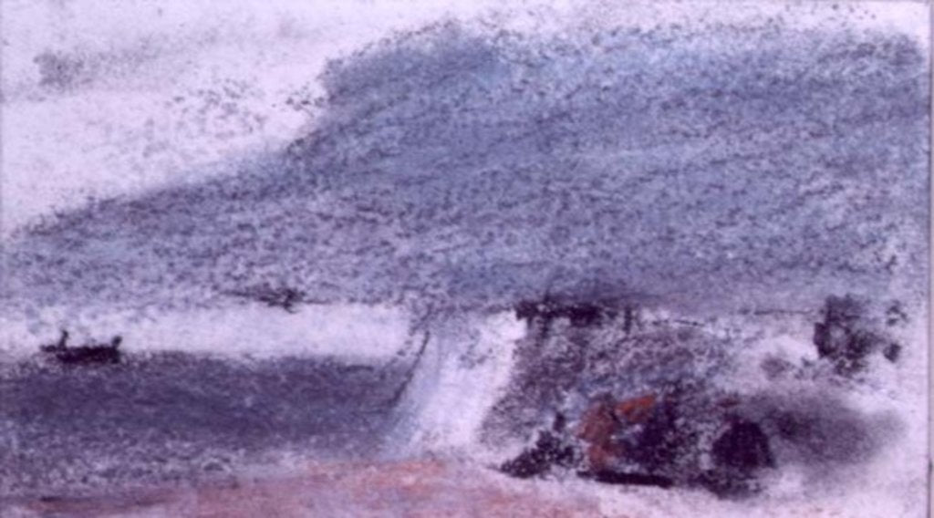 Detail of Coast Scene, with Cliffs and a Boat near the Shore by Hercules Brabazon Brabazon