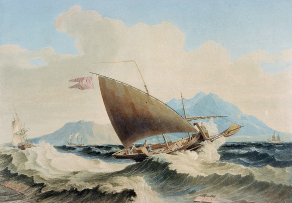 Detail of View of the Island of Lipari and a Maltese Speronare by William H. Burnett