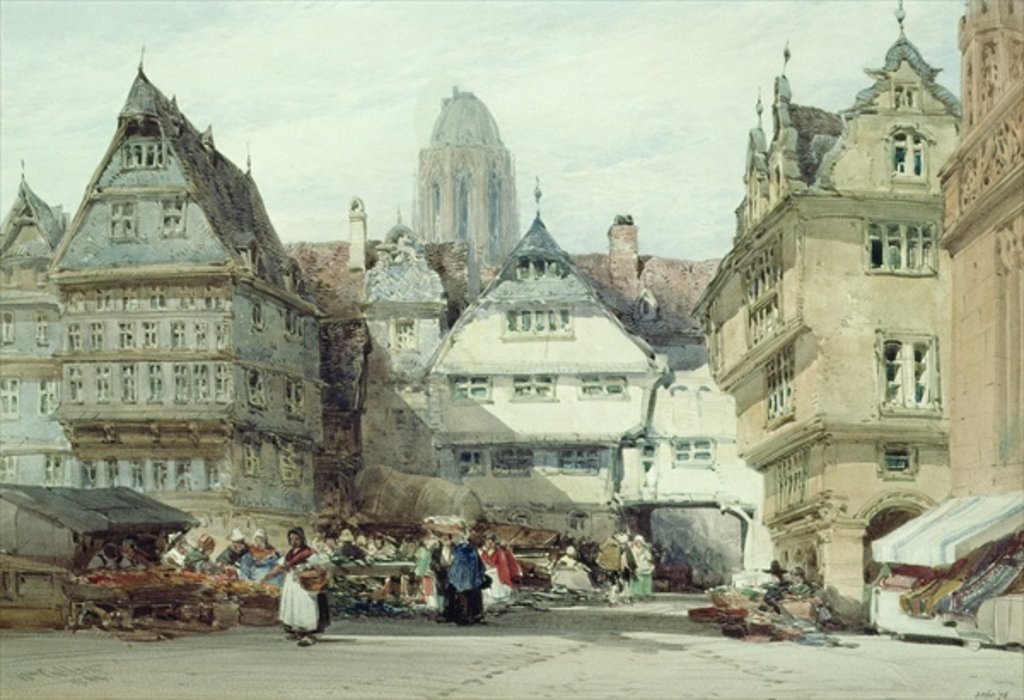 Detail of Market Place, Frankfurt by William Callow