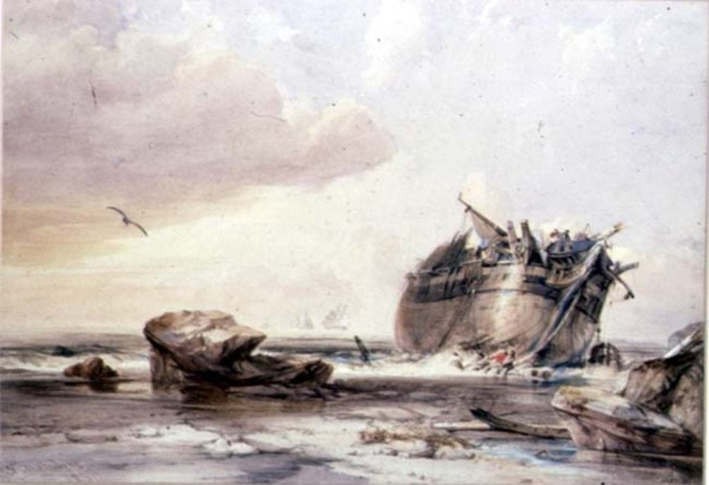 Detail of Rocky Shore, with Dismantled Vessel by George the Elder Chambers