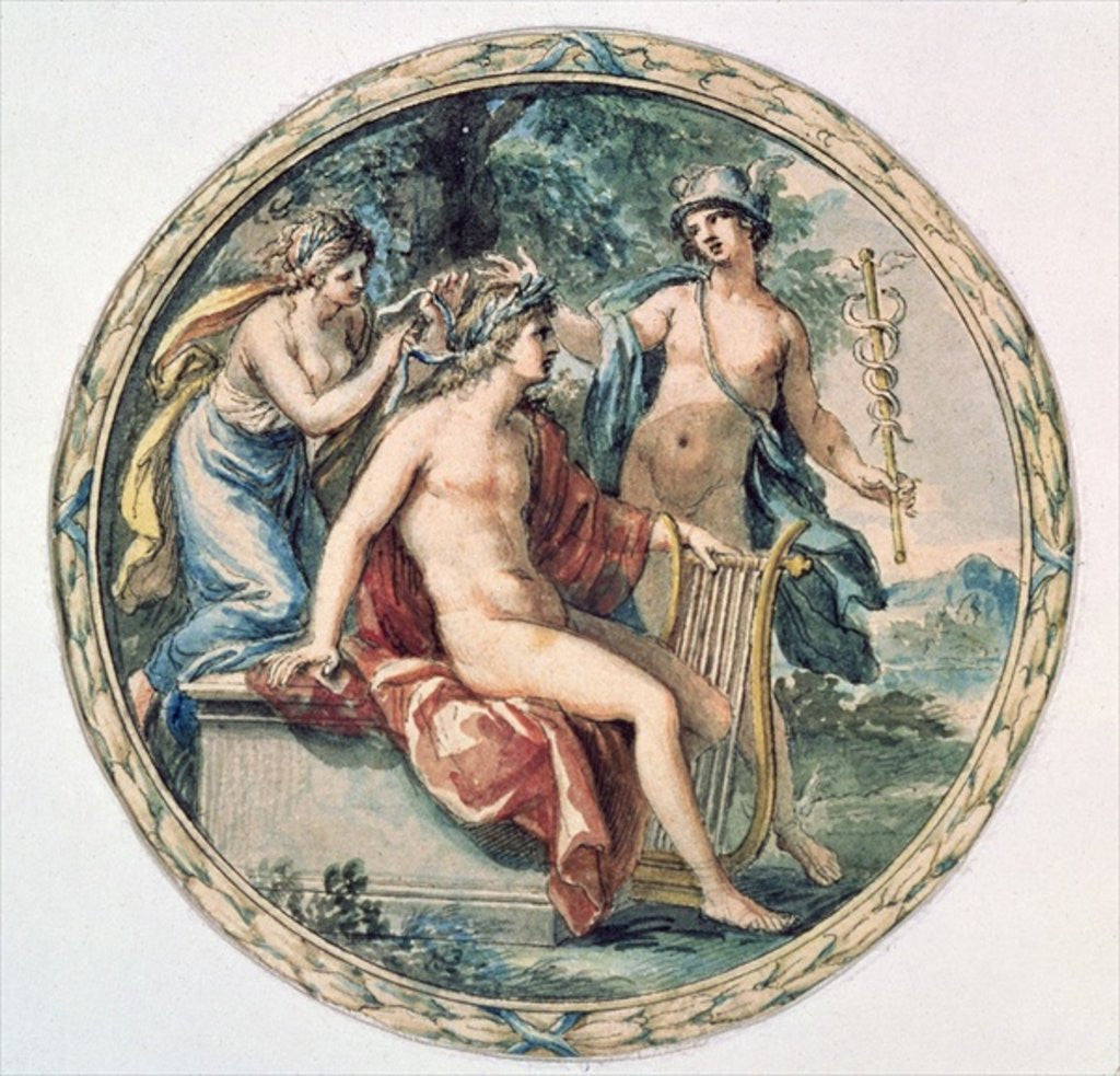 Detail of Apollo with his Lyre, Mercury and a Muse by Giovanni Battista Cipriani