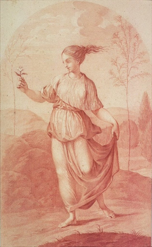 Detail of A Young Woman walking bare-footed in a Landscape by Giovanni Battista Cipriani