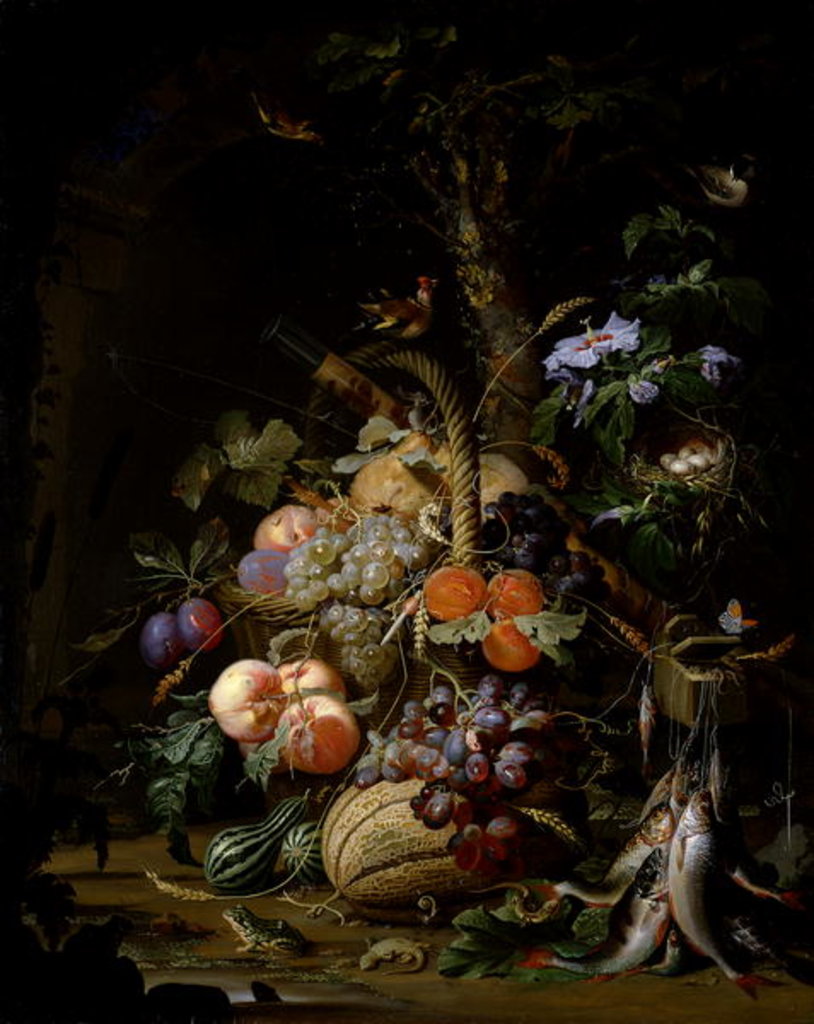 Detail of Still life of fruit by Abraham Mignon