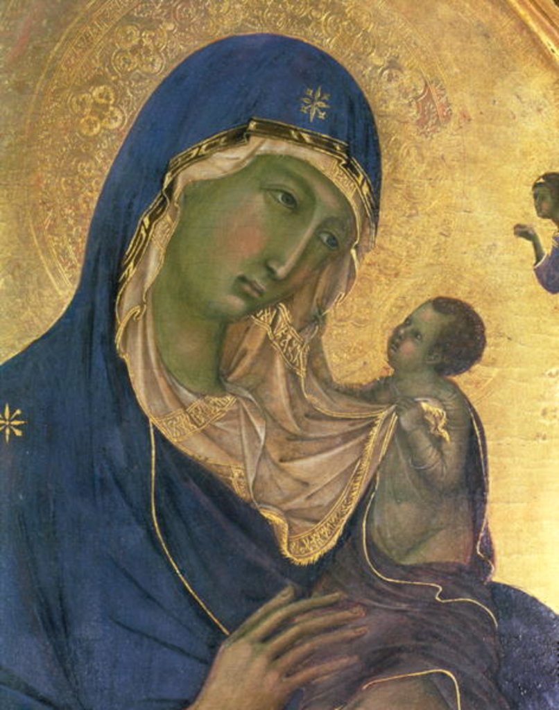 Detail of Madonna and Child with SS. Dominic and Aurea by Duccio di Buoninsegna