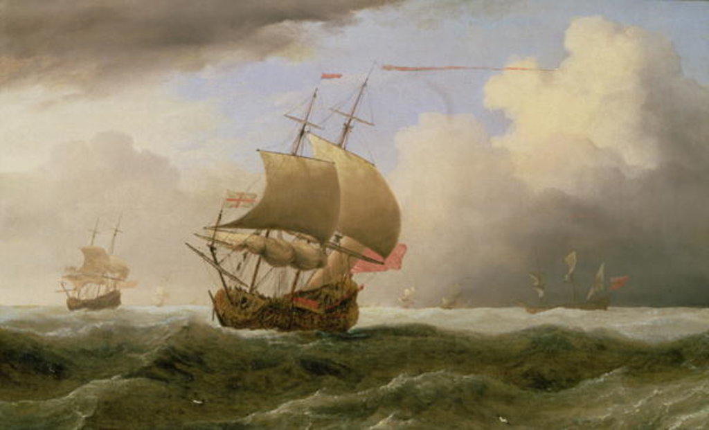 Detail of An English Ship Close-hauled in a Strong Breeze by Willem van de the Younger Velde