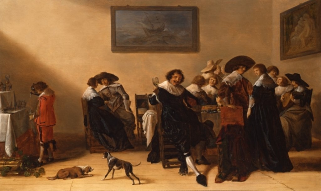Detail of A Merry Group in an Interior, eating and drinking by Anthonie Palamedesz