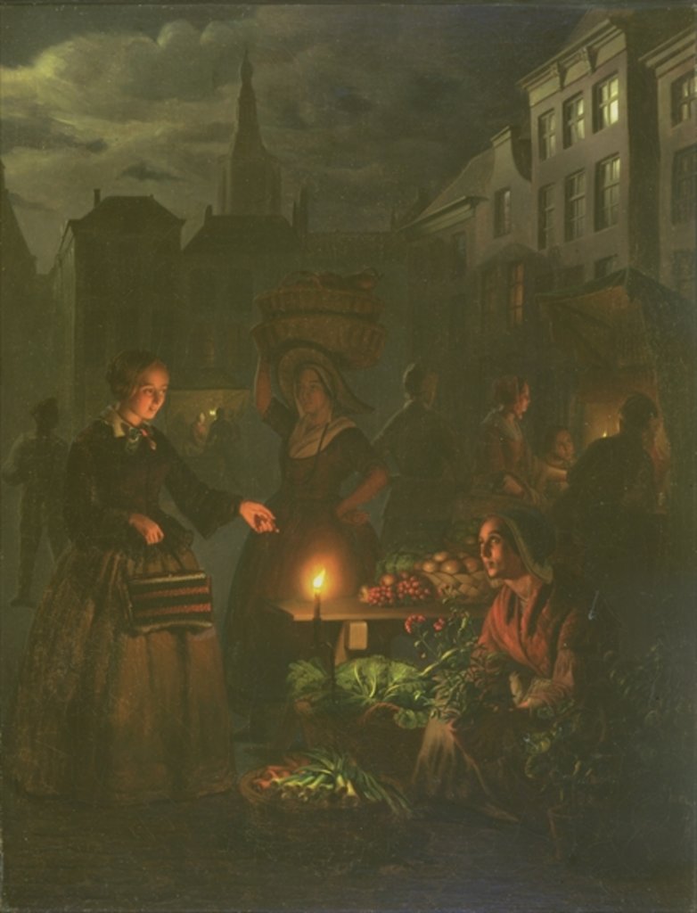 Detail of The Vegetable Stall by Petrus van Schendel