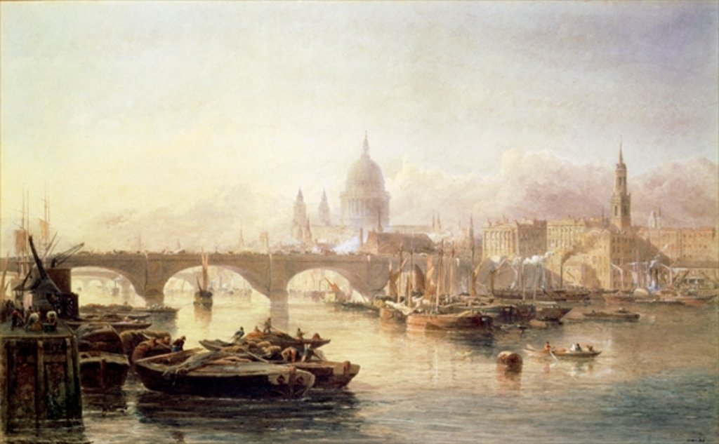 Detail of St. Paul's Cathedral and London Bridge, 19th century by Edward Angelo Goodall