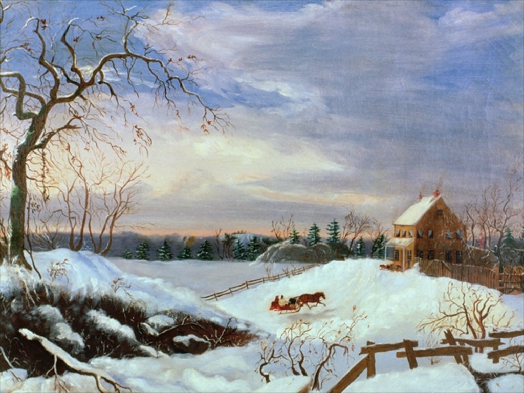 Detail of Snow scene, New England by American School