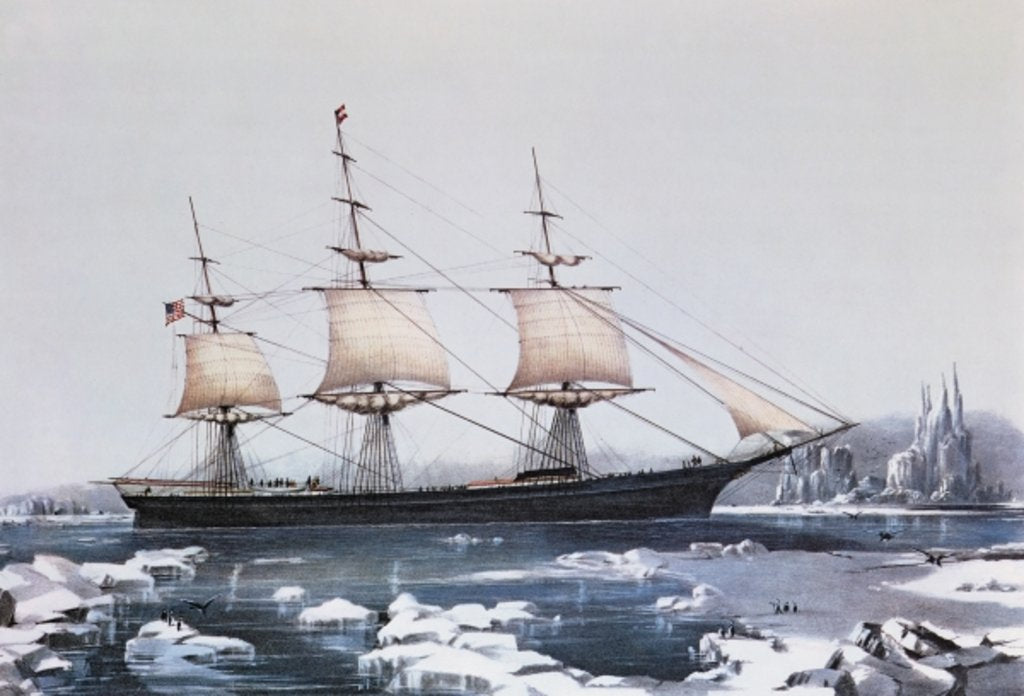 Detail of Clipper Ship 'Red Jacket' in the ice off Cape Horn on her passage from Australia to Liverpool by American School