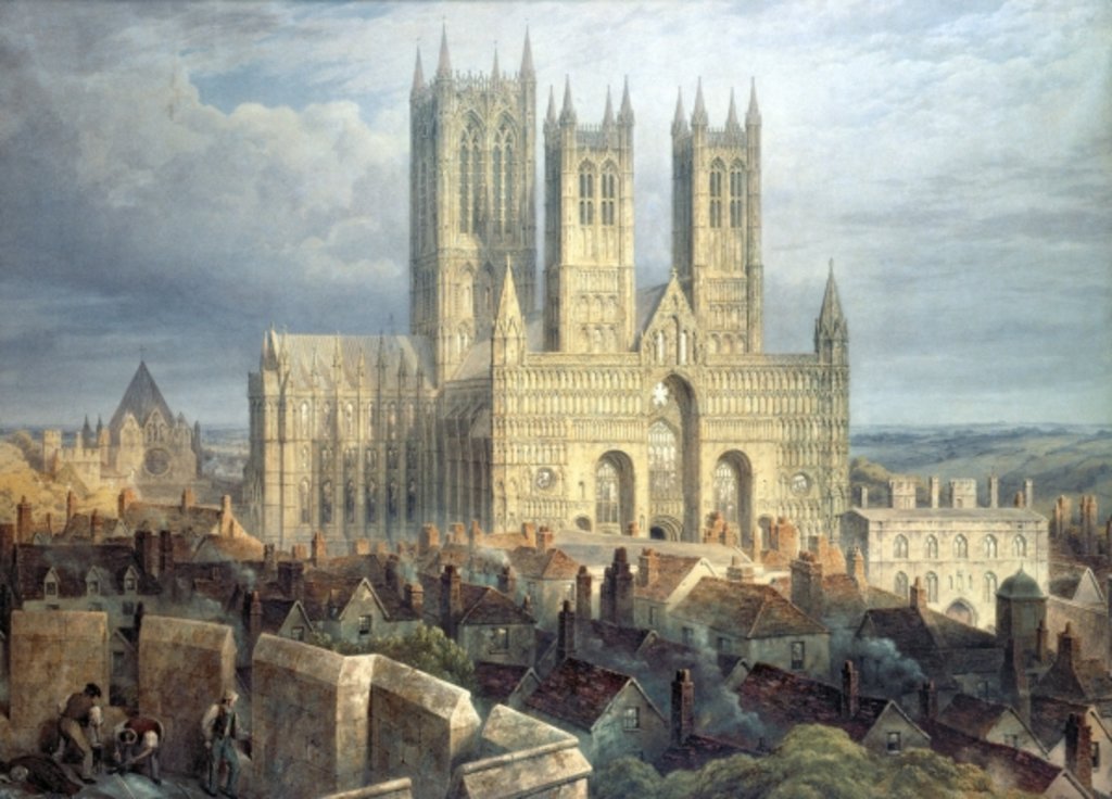Detail of Lincoln Cathedral from the North West, c.1850 by Frederick Mackenzie
