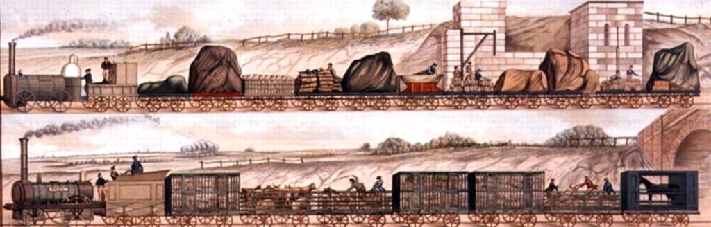 Detail of Liverpool and Manchester Railway: Freight and livestock by English School