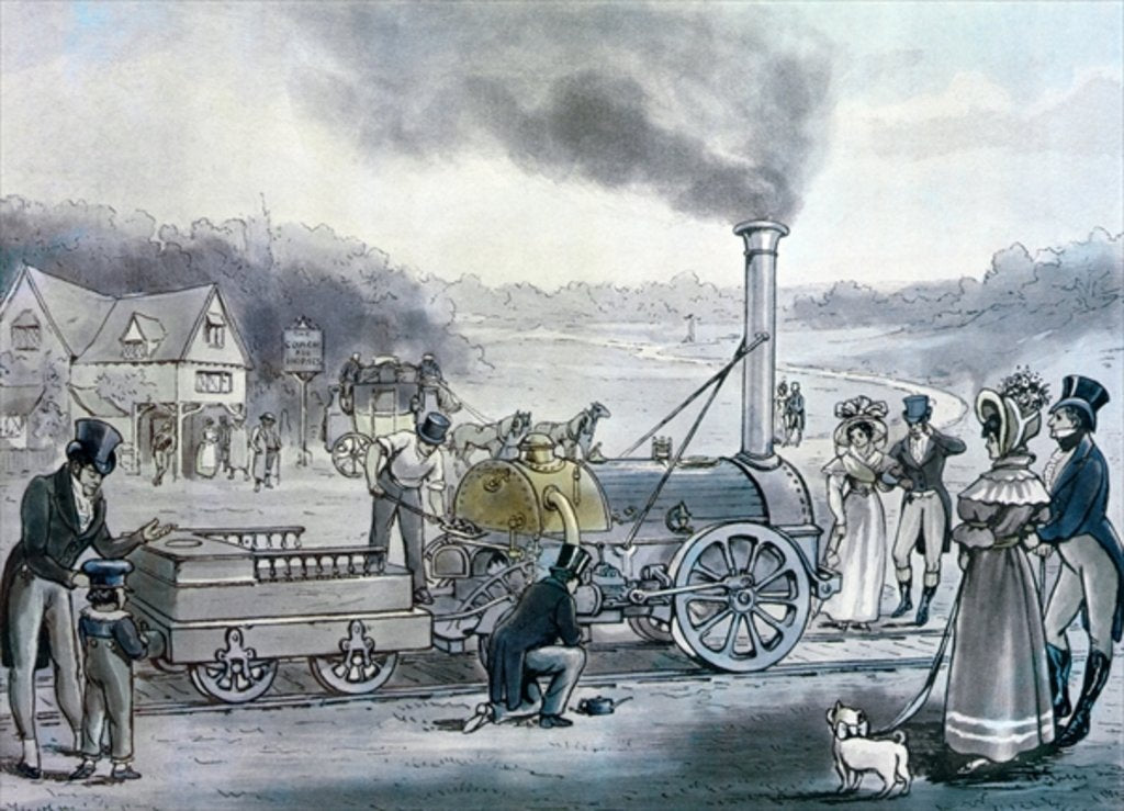 Detail of Stephenson's 'Northumbrian', the first locomotive to be built with an integral firebox by English School