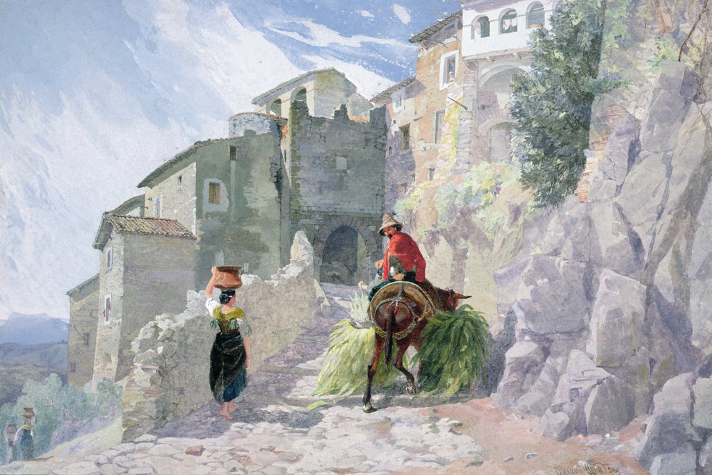 Detail of The Monastery of San Rocco, Olevano, 19th century by Alfred Downing Fripp