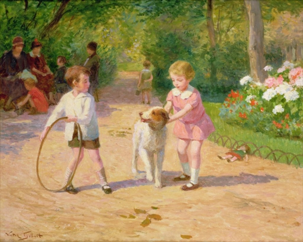 Detail of Playing with the hoop by Victor Gabriel Gilbert