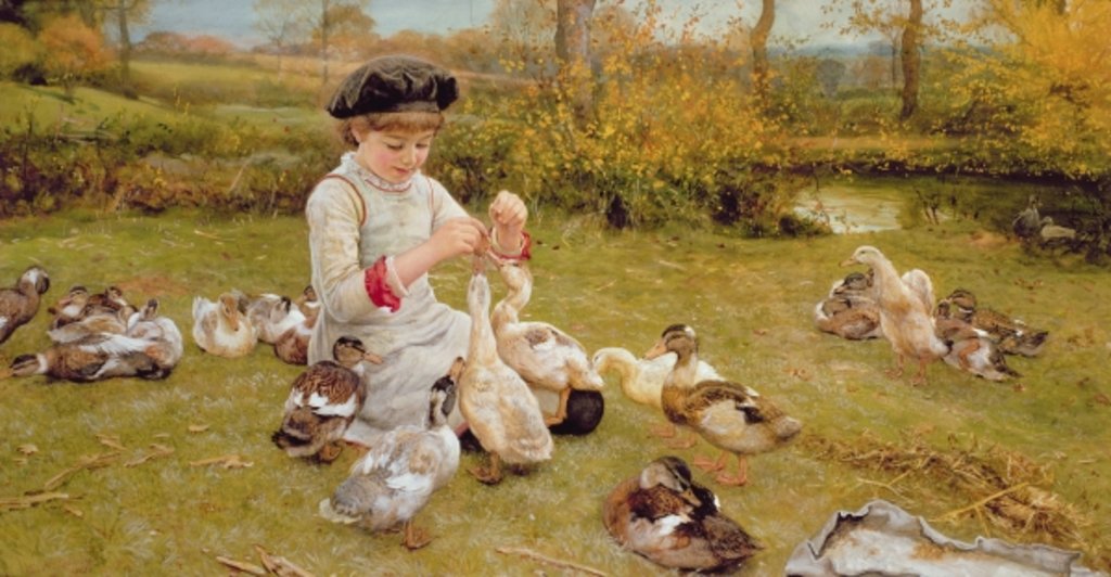 Detail of Feeding Ducks, 1883 by Edward Killingworth Johnson