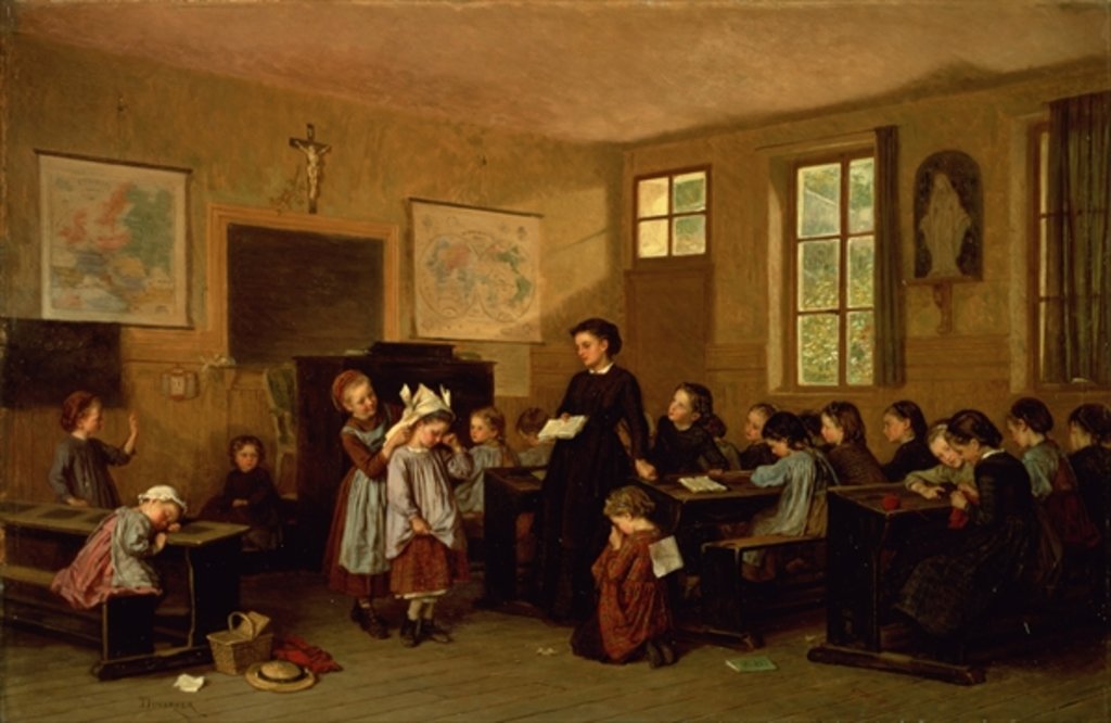 Detail of The naughty school children by Theophile Emmanuel Duverger
