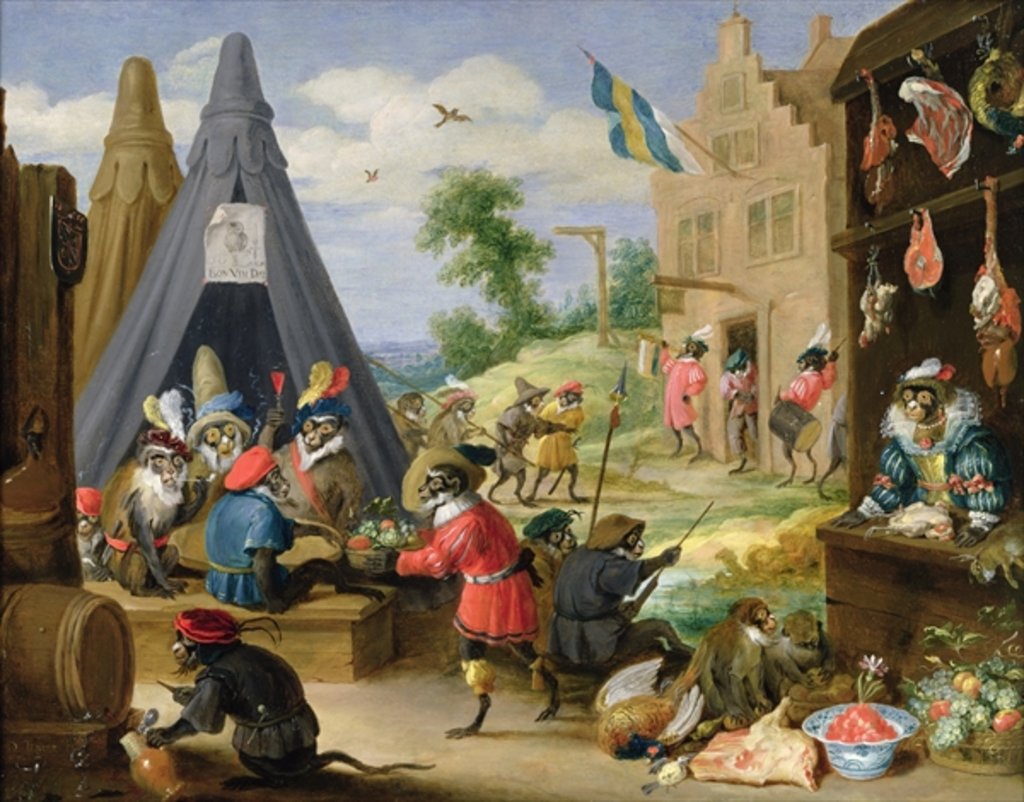 Detail of A Monkey Encampment by David the Younger Teniers