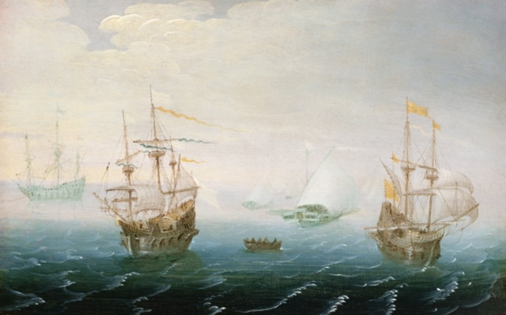 Detail of Shipping on Stormy Seas by Aert van Antum