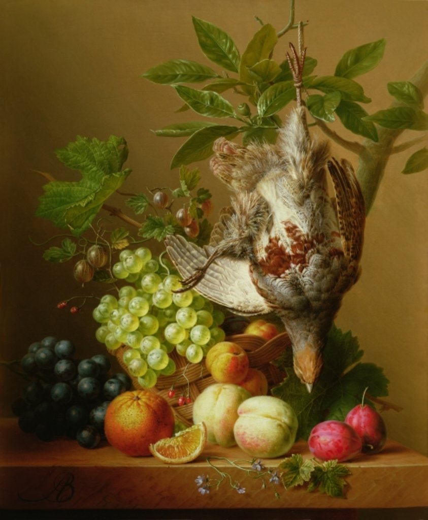 Detail of Still Life with Fruit and a Dead Partridge by Arnoldus Bloemers