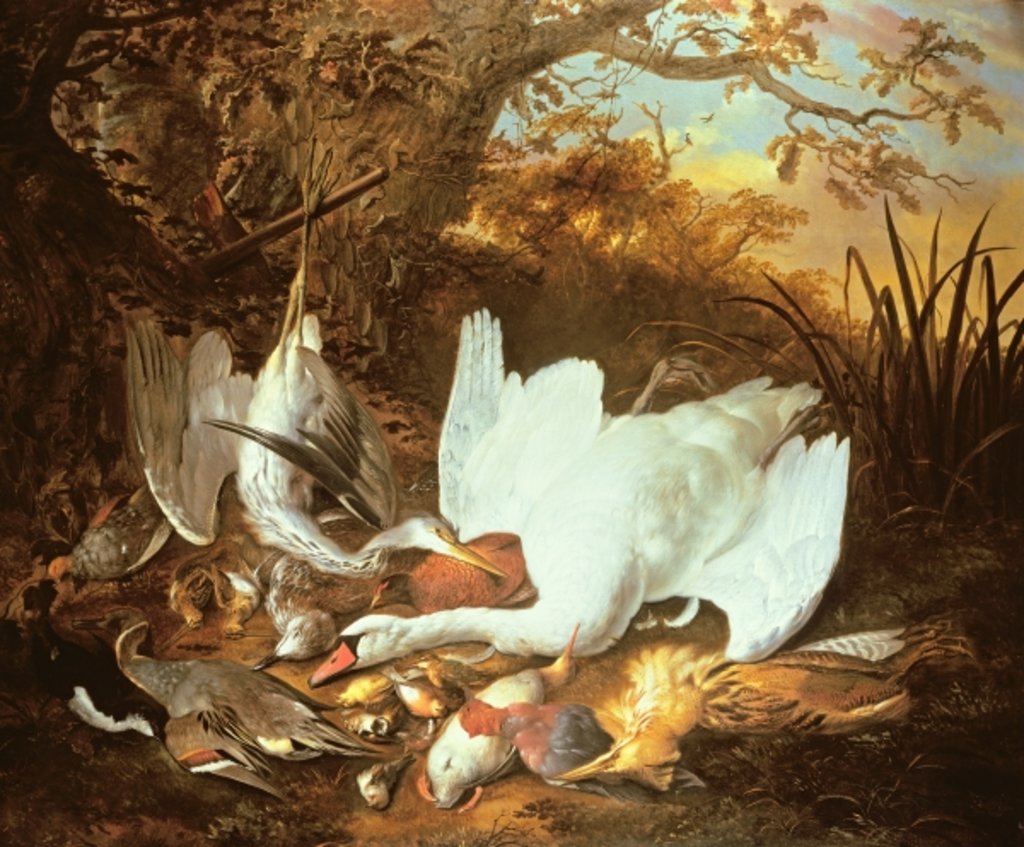 Detail of Still Life of Swan and Game in a Landscape by Jan de Wit