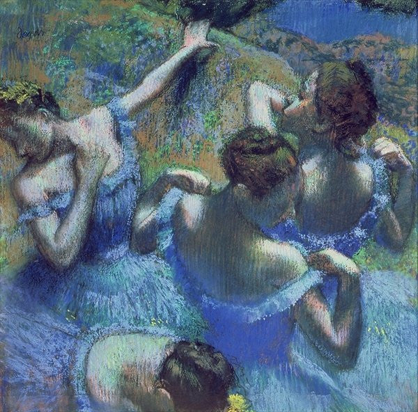 Detail of Blue Dancers by Edgar Degas