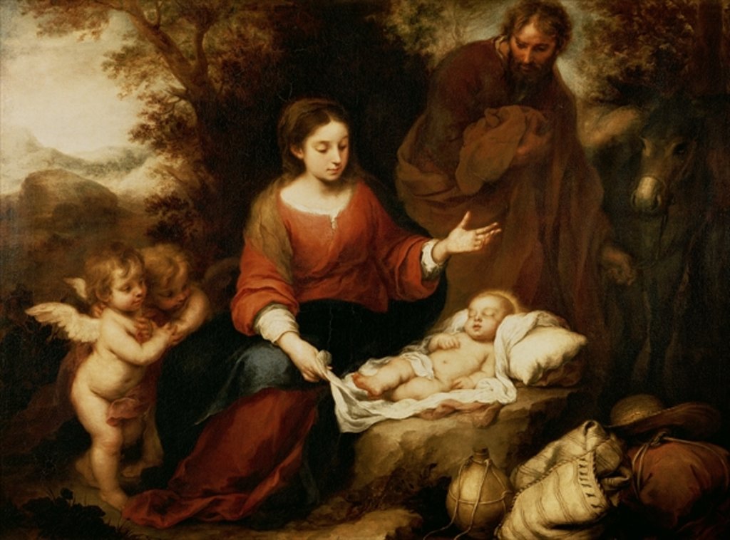 Detail of The Rest on the Flight into Egypt by Bartolome Esteban Murillo