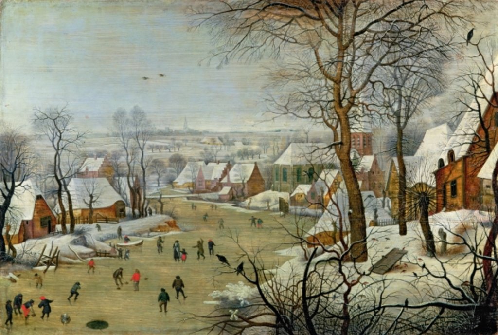 Detail of Winter Landscape with Skaters and a Bird Trap by Pieter the Younger Brueghel