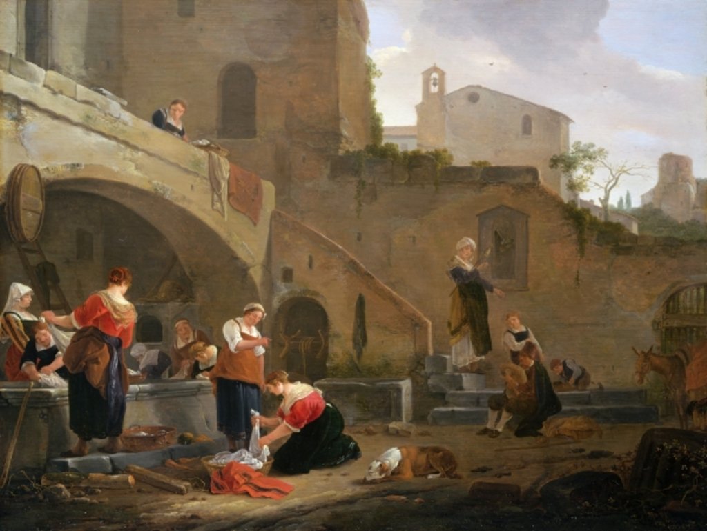 Detail of Washerwomen by a Roman Fountain by Thomas Wyck