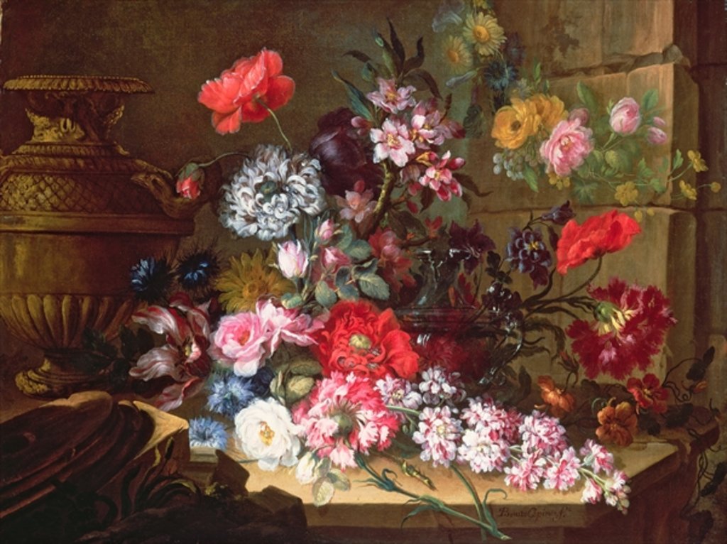 Detail of Still Life with Flowers by Benito Espinos