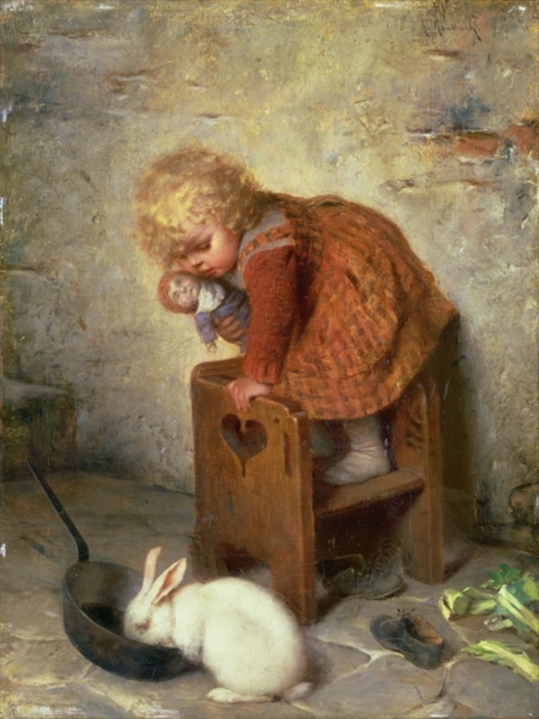 Detail of Little Girl with a Rabbit by Hermann Kaulbach