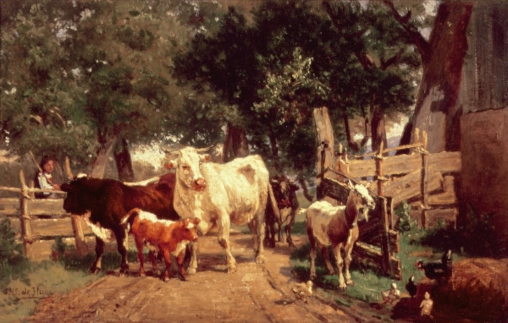 Detail of A Farmyard Scene by Eduard Weichberger