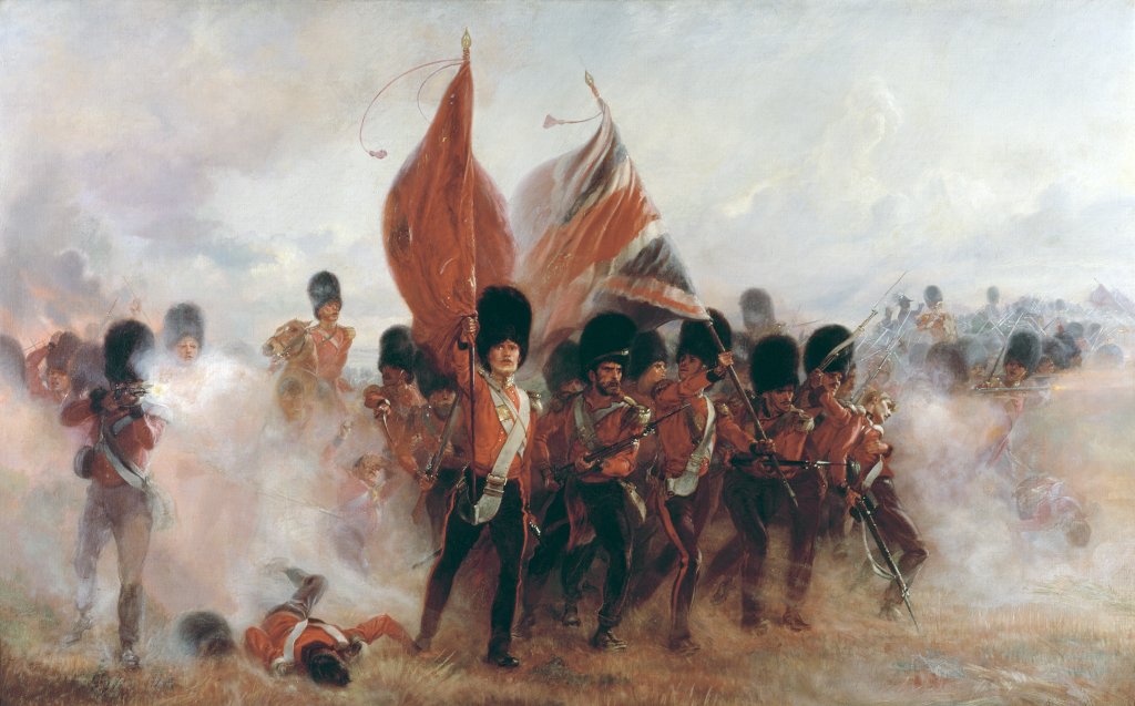 Detail of The Colours: advance of the Scots Guards at the Alma, 1899 by Lady Butler