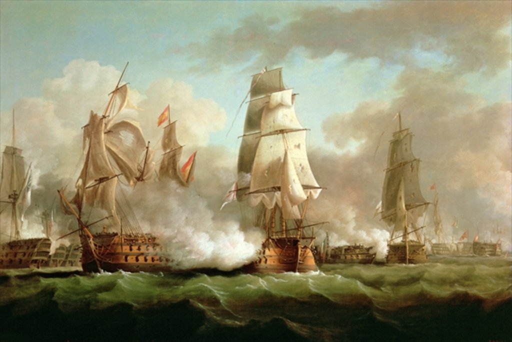 Detail of Ship 'Neptune' fighting, Trafalgar, 1805 by J. Francis Sartorius