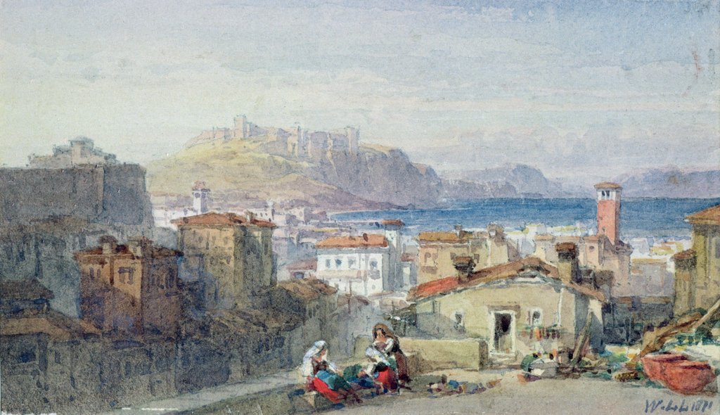 Detail of Naples, 19th century; watercolour; by William Leighton Leitch