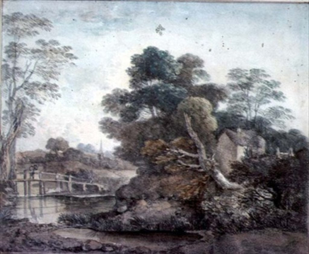 Detail of Landscape with Cottage and Stream by Thomas Gainsborough