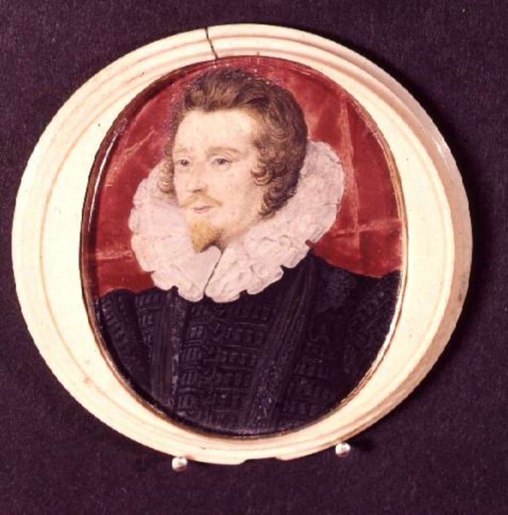 Detail of Portrait of a gentleman with beard and ruff, c.1590 by Nicholas Hilliard