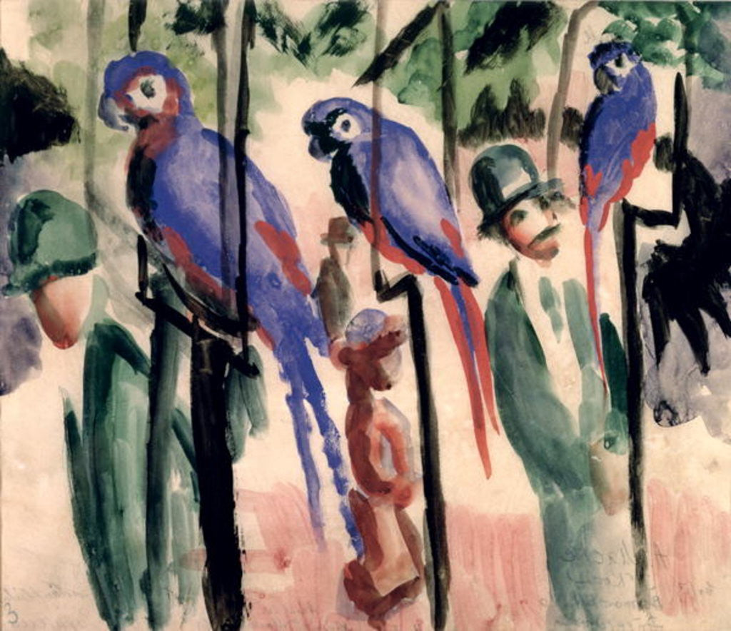 Detail of Blue Parrots by August Macke