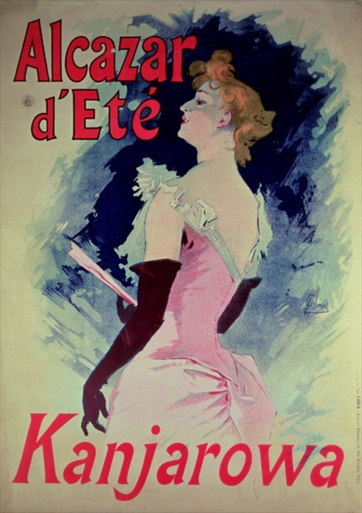 Detail of Poster advertising 'Alcazar d'Ete' starring Kanjarowa by Jules Cheret