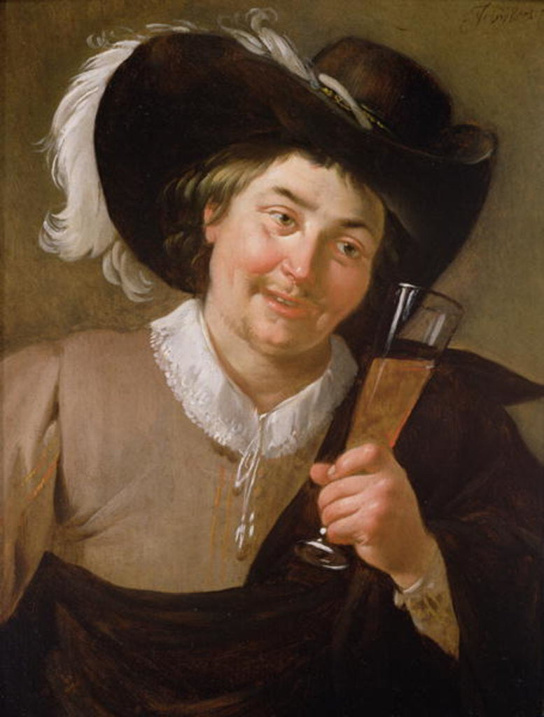 Detail of Portrait of a Man Holding a Wine Glass by Jan van Bijlert or Bylert