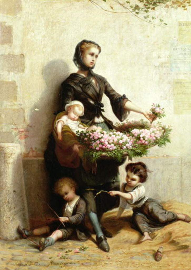 Detail of Victorian Flower Seller by Leopold de Moulignon